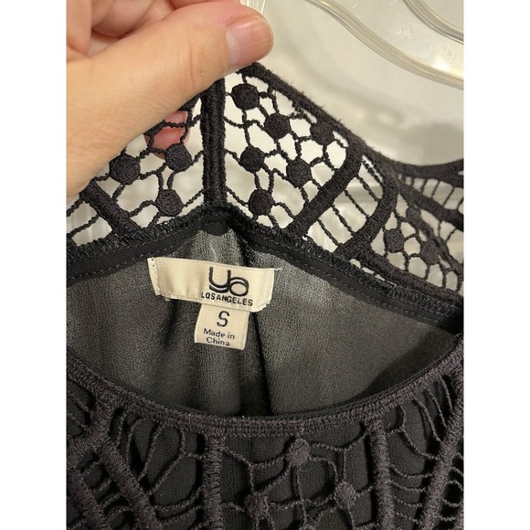 YA Los Angeles Small SILK Blend Black Elastic Waist‎ embroidered Lace Boxy - Picture 6 of 11